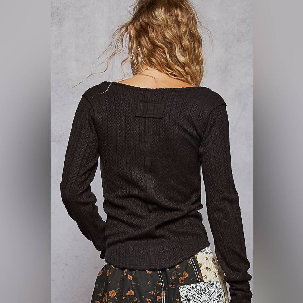 POL “ Heritage Henley “ Long Sleeve Thermal | Black - Picture 4 of 6